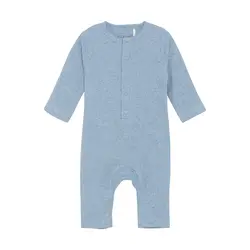 Långärmad Jumpsuit Rib - Rain Washed Melange | Kläder - Bodys & overaller - Jumpsuit utan fot | BabyMode