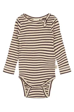Långärmad Body - Dark Grape/Off White | Kläder - Bodys & overaller - Långärmad body | BabyMode