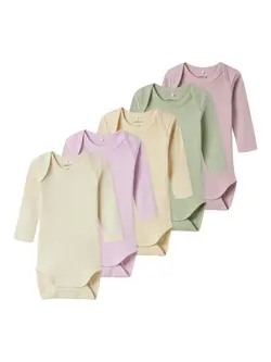 Långärmad Body Solid Rib 5-pack - Winsome | Kläder - Bodys & overaller - Långärmad body | BabyMode