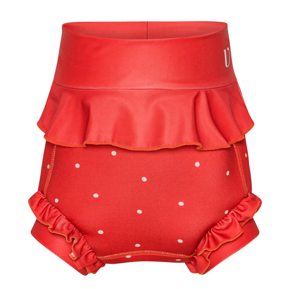 Badblöja - Neopren - Frill - Berry - Dots - Berry - 3-4 ÅR | Barnkläder - Badkläder - Badblöjor | BabyMode