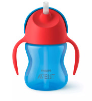 Sugrörsmugg 200 ml - Blå/Röd