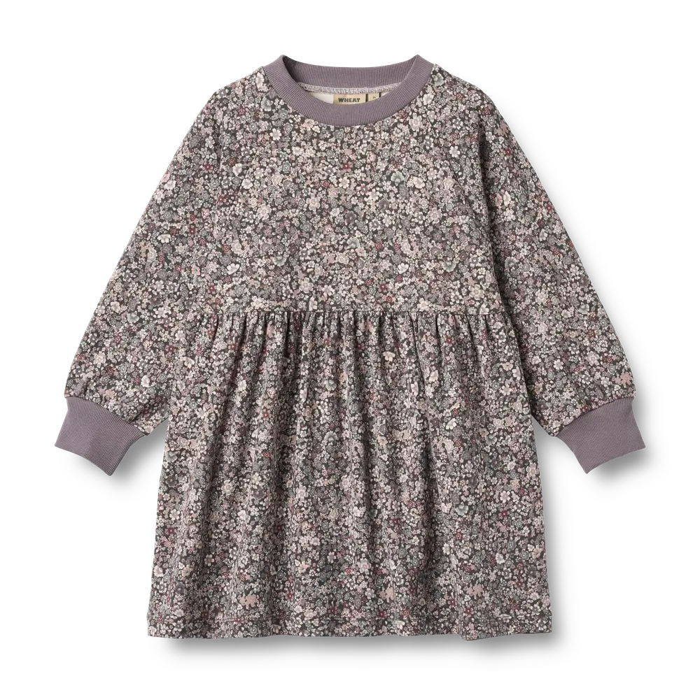 Dorthea Jersey Klänning - Purple stone flowers - 3 ÅR | Barnkläder - Toppar - Klänningar - Klänningar | BabyMode