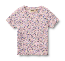Alicia Rib T-Shirt - Pink Blue Flowers | Kläder - Toppar - T-shirts & toppar | BabyMode