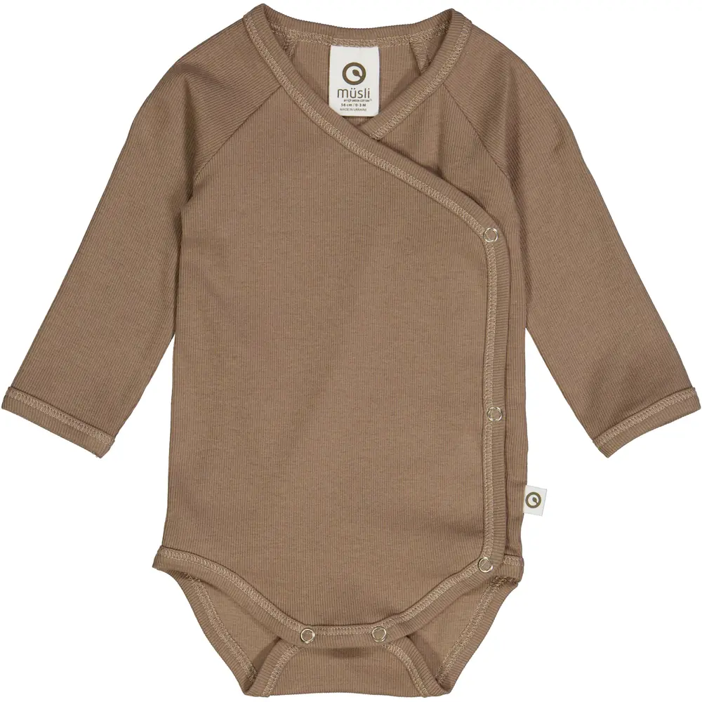 Långärmad Omlottbody - Walnut - 50 | Barnkläder - Bodys & overaller - Omlottbody | BabyMode