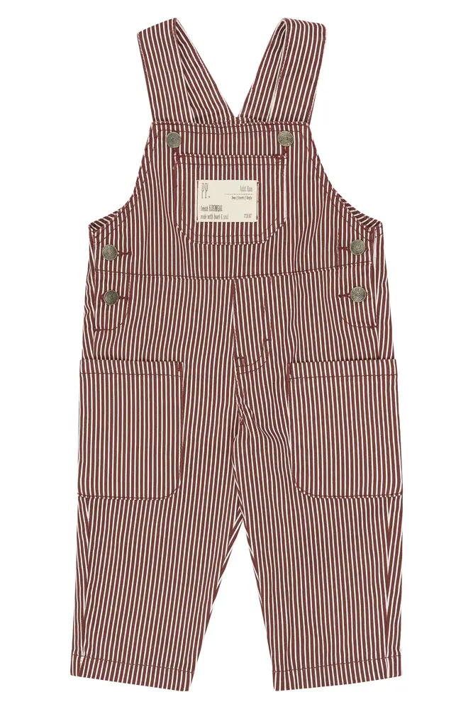 Petit Piao Glory Denim Hängselbyxor - Syrah Striped - 104 CM
