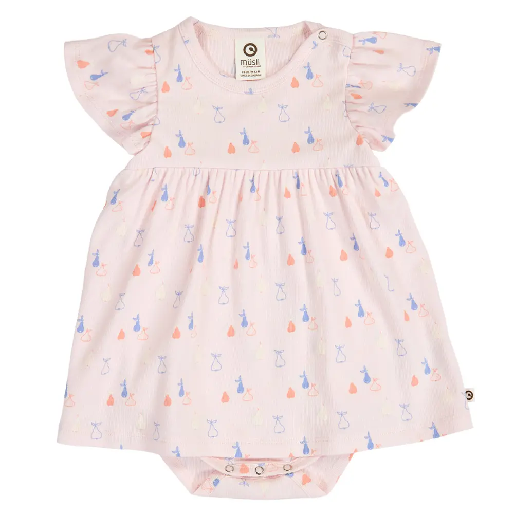 Picnic Rib Bodyklänning - Primrose/ Shell blue/ Tofu - 56 | Barnkläder - Toppar - Klänningar - Bodyklänningar | BabyMode