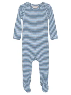 Baby Jumpsuit Randig - Azur Stripe | Kläder - Bodys & overaller - Jumpsuit med fot | BabyMode