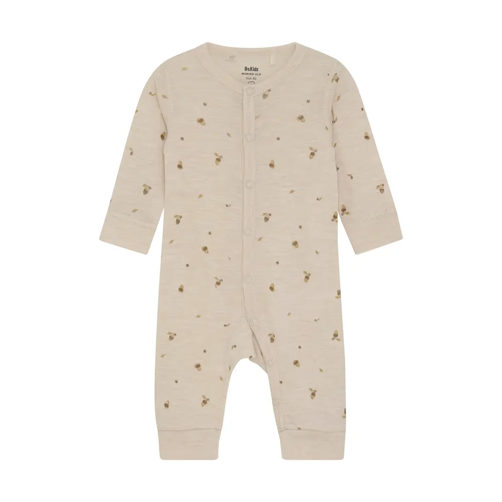 Jumpsuit Ull m. Tryck - Sandshell - 80 | Barnkläder - Ull - Ulloveraller | BabyMode