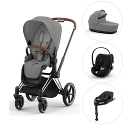Priam duovagn mirage grey/chrome brown inkl. Cloud G och Bas G - magic black | Barnvagnar | BabyMode