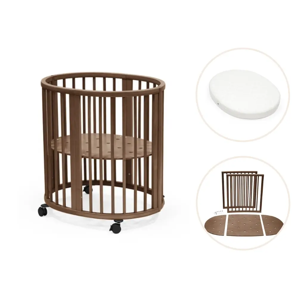 Stokke® Sleepi Mini V3 Spjälsäng Med Förlängning & Madrass - Warm Brown | Barnrum - Barnsängar & vaggor - Spjälsängar | BabyMode