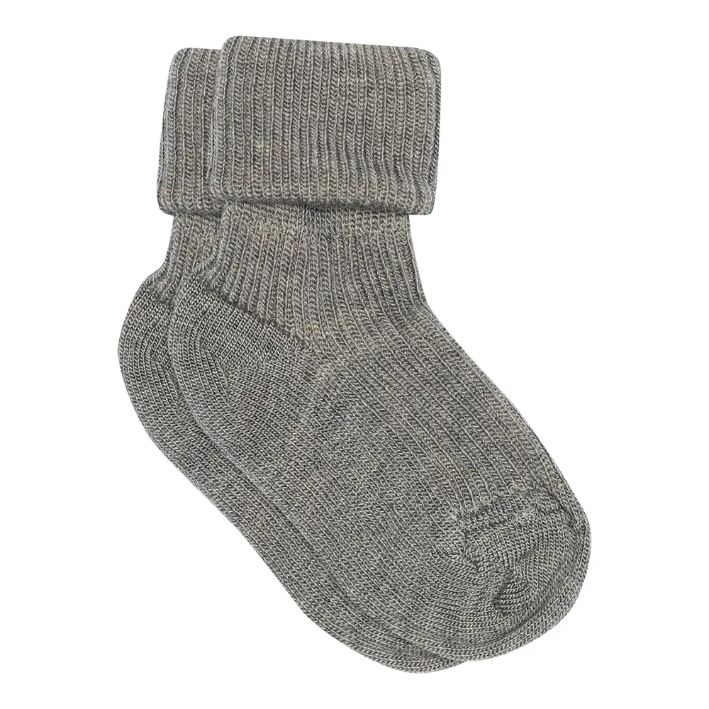 Ankelstrumpor Ull Rib - Grey - 15/16 | Barnkläder - Ull - Strumpor & ullstrumpbyxor | BabyMode