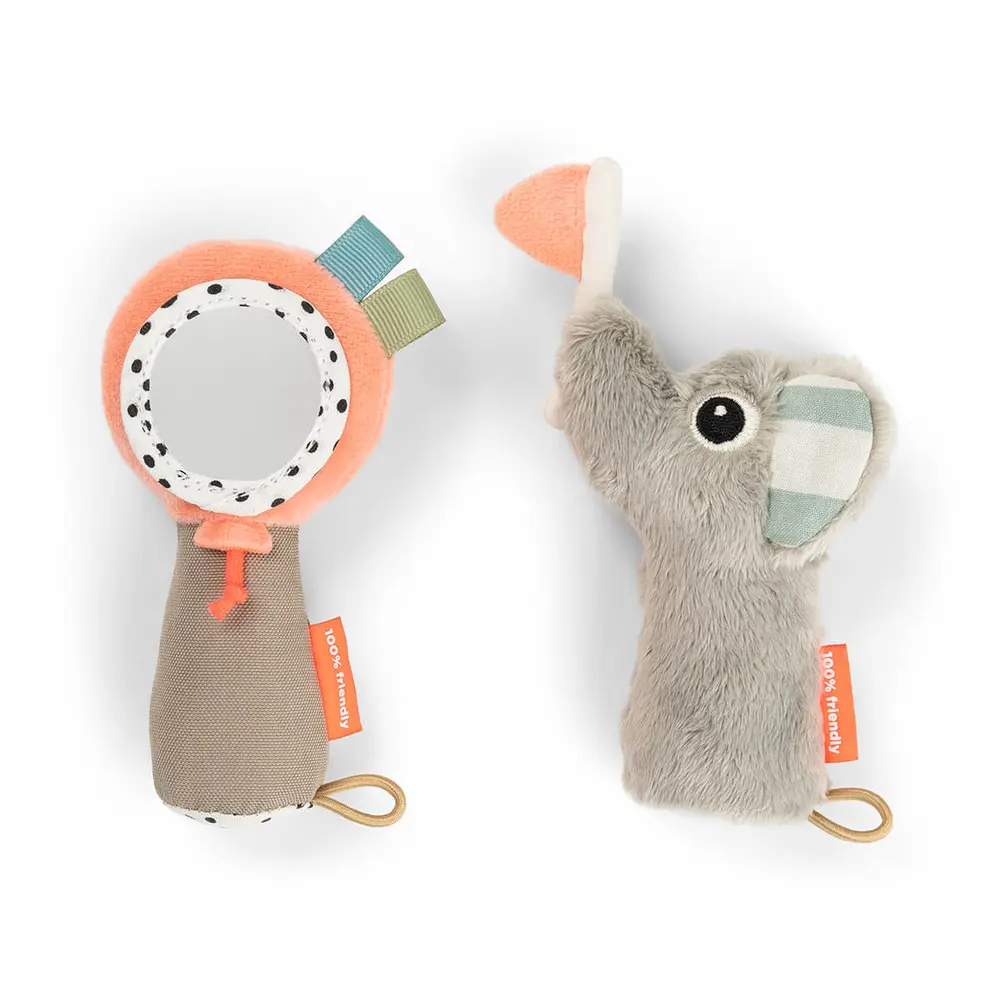 Babyset med spegel och skallra - Celebration Färgmix | Leksaker - Babyleksaker - Aktivitetsleksaker | BabyMode