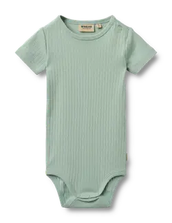 Edvald Kortärmad Body - Green Pool | Kläder - Bodys & overaller - Kortärmad body | BabyMode