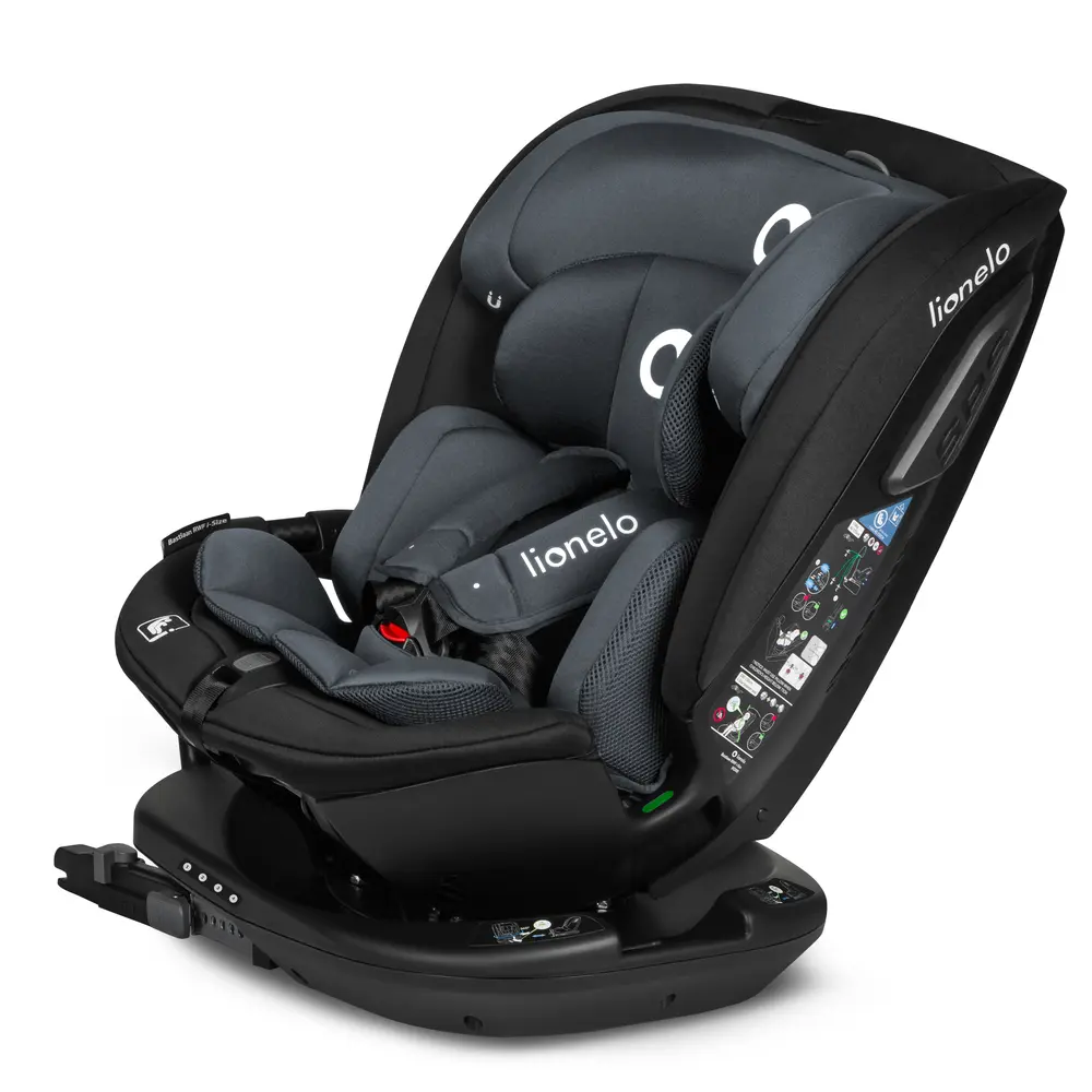 Lionelo Bastiaan Rwf i-Size Bilbarnstol - Grey Stone | Bilbarnstolar - Bakåtvända bilbarnstolar 9-36 Kg - Bakåtvända bilbarnstolar upp till 23 kg | BabyMode