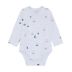Långärmad Wrap Rib Body - Arctic Ice | Kläder - Bodys & overaller - Omlottbody | BabyMode