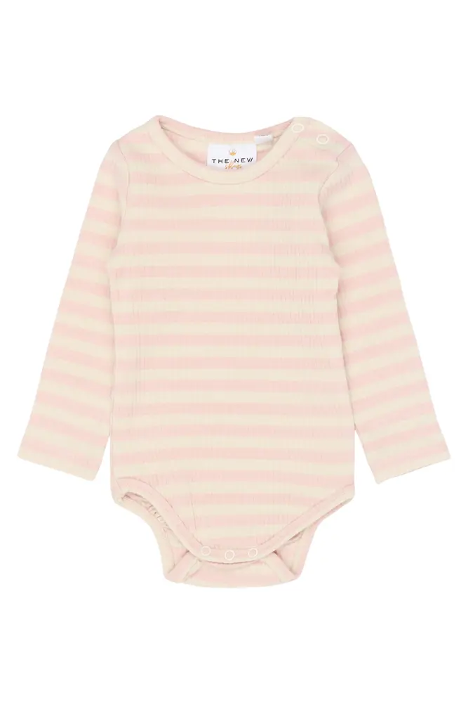 Fro Långärmad Rib Body - Peach Whip Striped - 62 | Barnkläder - Bodys & overaller - Långärmad body | BabyMode