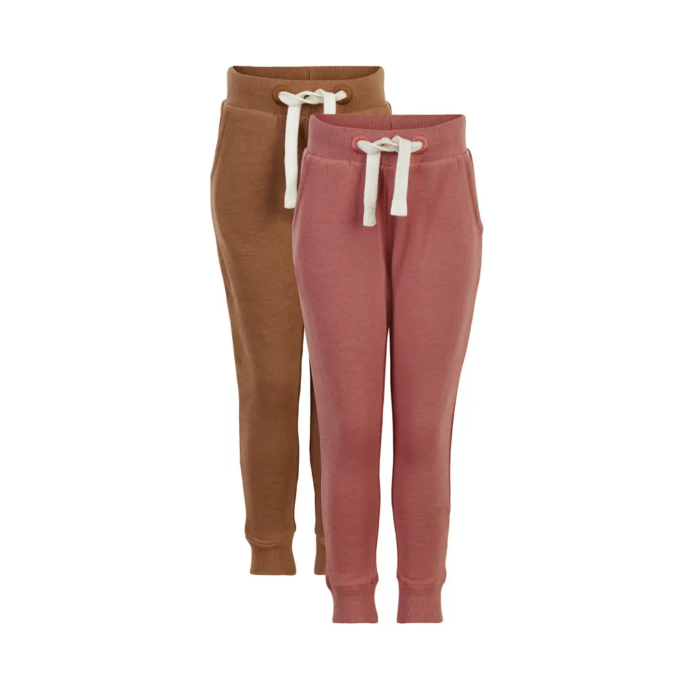 Sweatpants 2-pack - Brun/Rosa - 104 | Barnkläder - Underdelar - Byxor | BabyMode