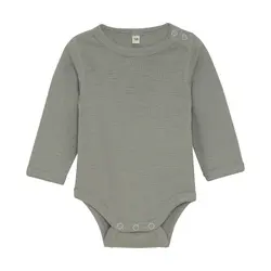 Långärmad Body Ull Solid - Forest Fog Melange | Kläder - Ull - Ullbodys | BabyMode