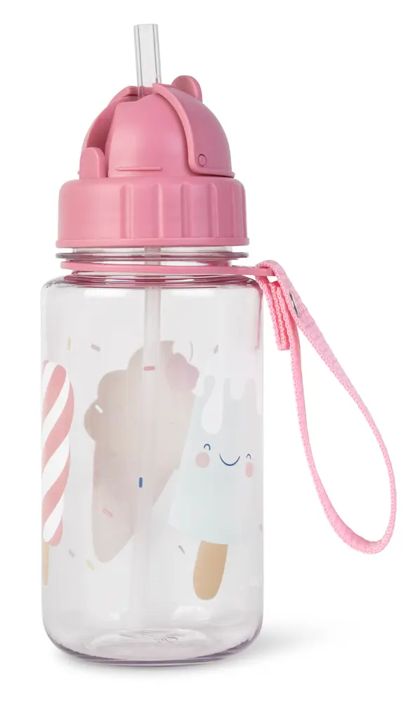 Saro Flaska m. Sugrör - Pink | Baby & Barn - Äta - Matlådor & vattenflaskor | BabyMode