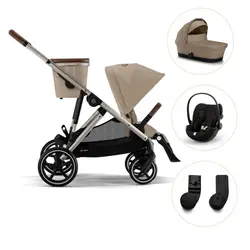 Cybex Gazelle Sittvagn Inkl. Liggdel, Cloud G Babyskydd Och Adapter - Almond Beige | Barnvagnar | BabyMode