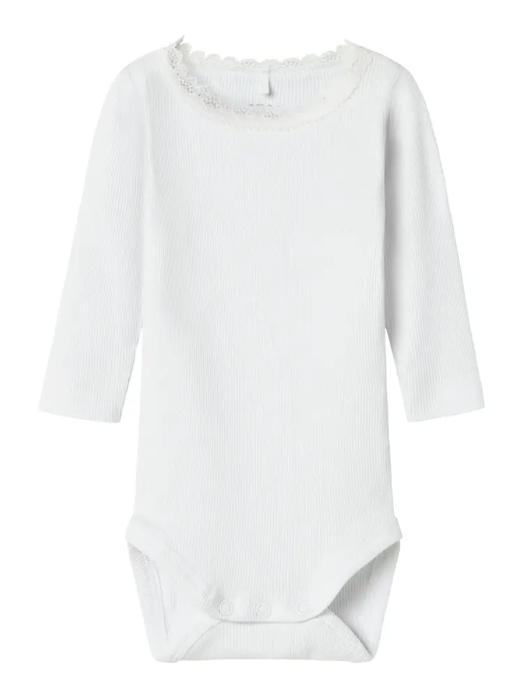Name It Kab Långärmad Body - Bright White - 62 | Barnkläder - Bodys & overaller - Långärmad body | BabyMode