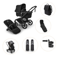 Bugaboo Fox 5 Renew Duovagn Inkl. Skötväska, Åkpåse, Mugghållare, Liggdelsadapter Och Regnskydd – Heritage Black/Black