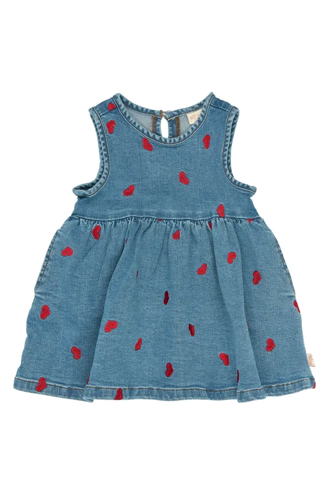 Eva Denim Klänning - Light Blue Denim EMB - 80 CM
