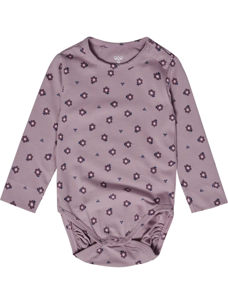 Hummel Långärmad Body m. Tryck - Sea Fog - 68