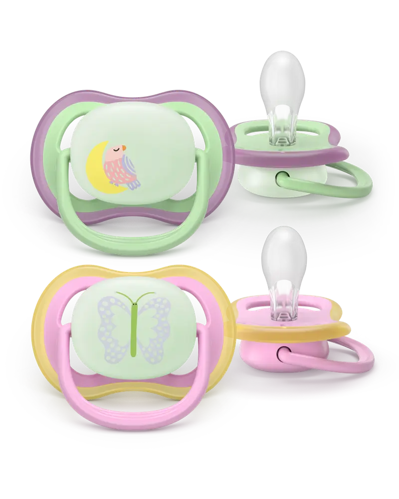 Ultra Air napp, natt, 6–18 m, rosa/ljusgrön | Baby & Barn - Sköta - Nappar | BabyMode