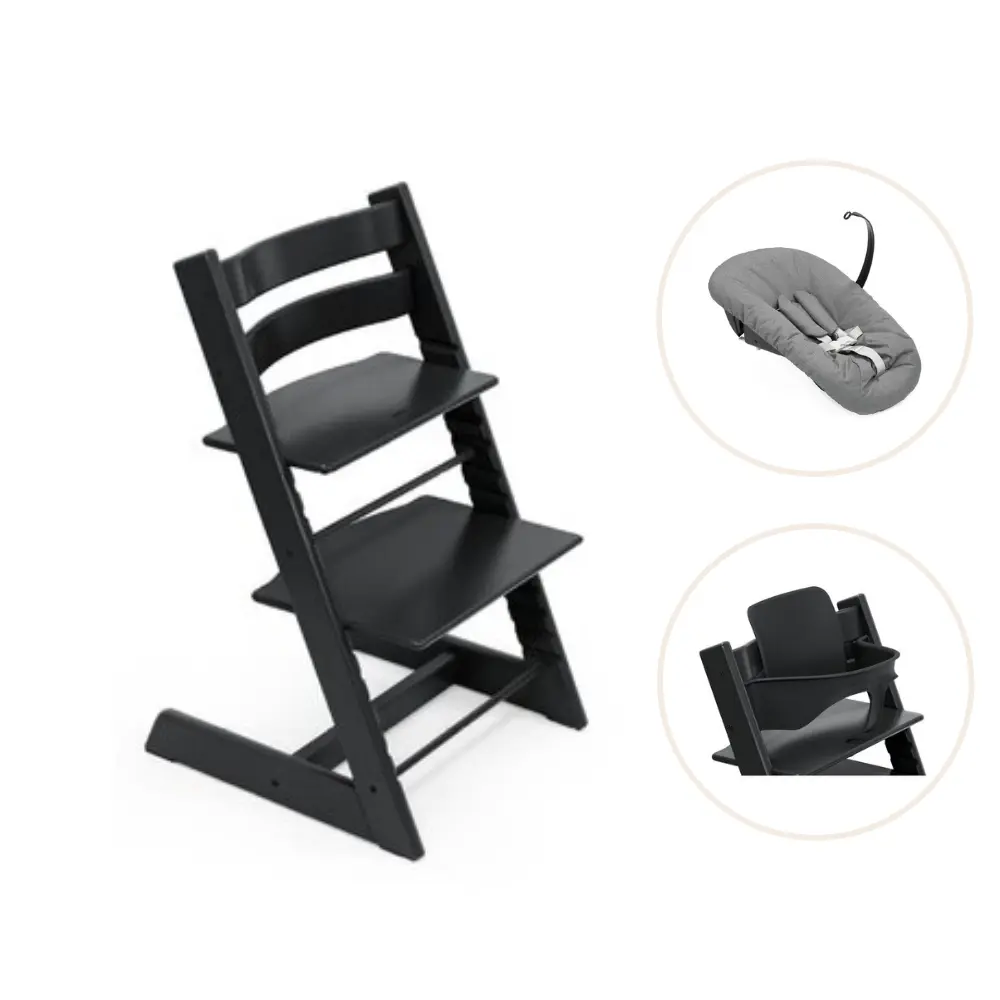 Stokke&reg; Tripp Trapp Stol Bok Inkl. Newborn Set & Babyset - Black