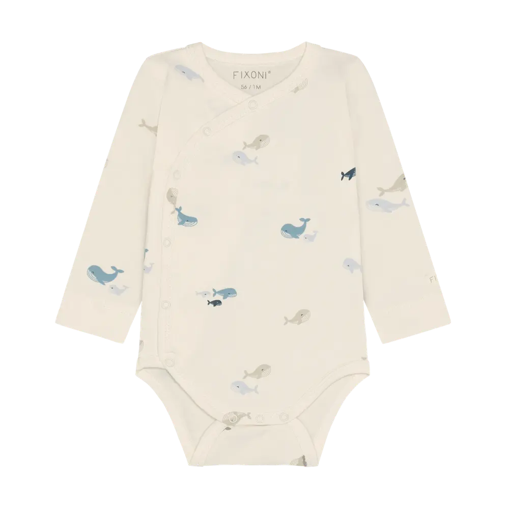 Långärmad Wrap Body - Arctic Ice - 62 | Barnkläder - Bodys & overaller - Omlottbody | BabyMode