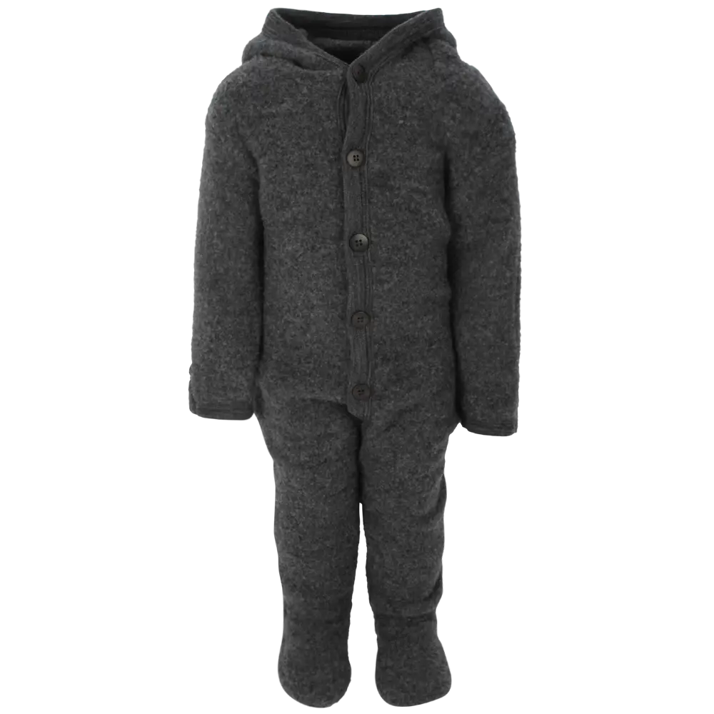 Babyoverall Hush Ull - Dark Grey Melange - 74 | Barnkläder - Ull - Ulloveraller | BabyMode
