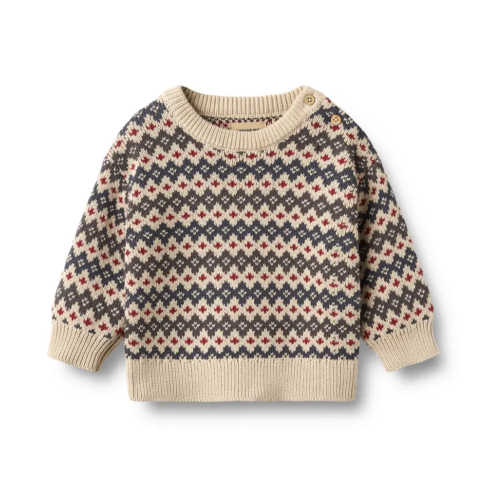 Wheat Harlow Jacquardtröja - Greyblue - 80