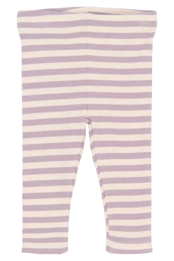 Fro Rib Leggings - Sea Fog Striped - 68 | Barnkläder - Underdelar - Byxor | BabyMode