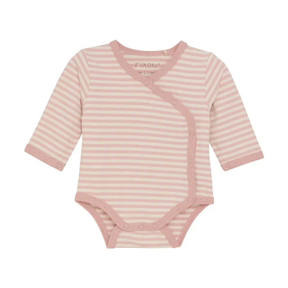 Långärmad Omlottbody - Pale Mauve - 56 | Barnkläder - Prematurkläder | BabyMode