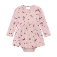 Minymo Långärmad Rib Bodyklänning - Fawn