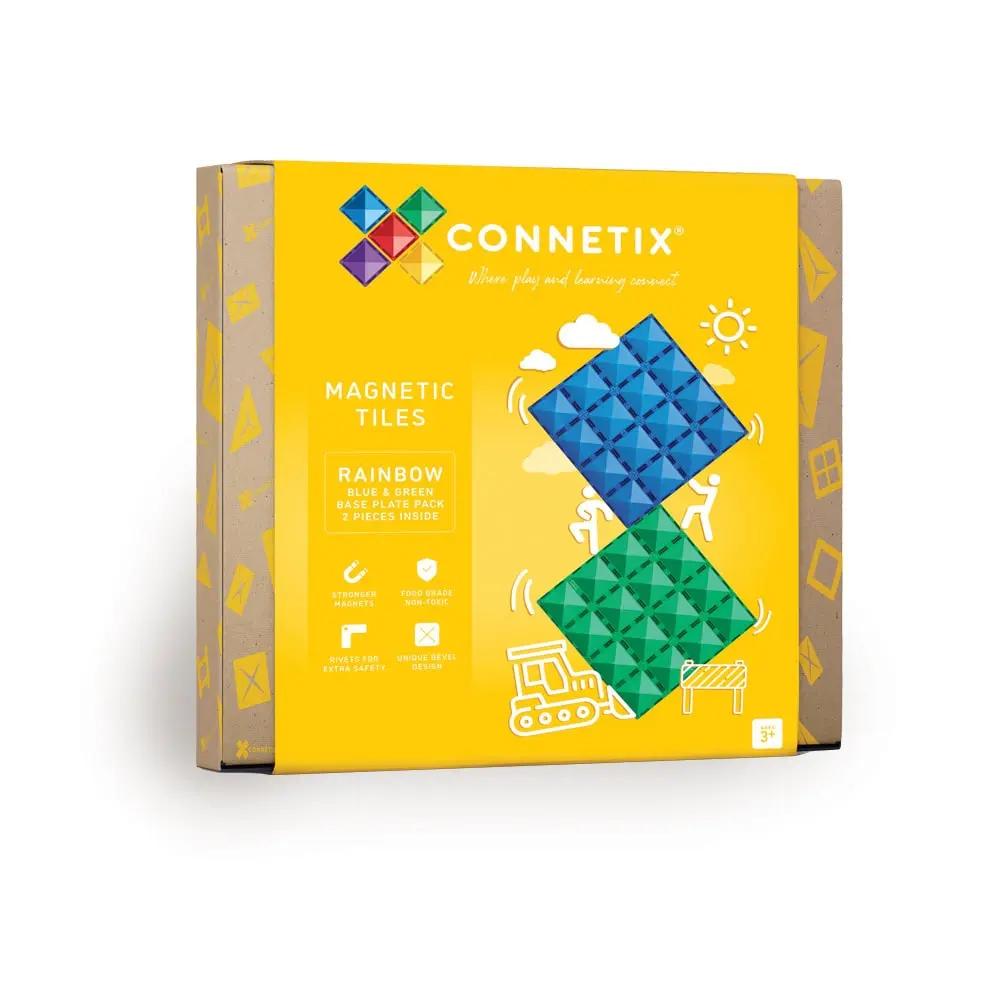 Base Plate-magnetplader 2 stk.rainbow blue & green | Leksaker - Kreativ lek - Magnetiskt lekset | BabyMode