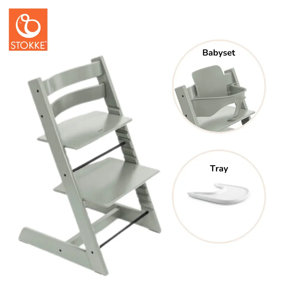 Stokke&reg; Tripp Trapp Stol Inkl. Babyset & Bricka - Glacier Green