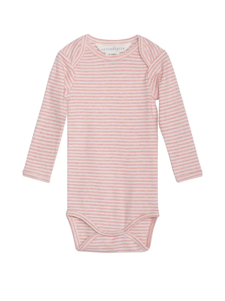 Långärmad Body Randig - Coral/Off-White - 92 / 24 MDR.