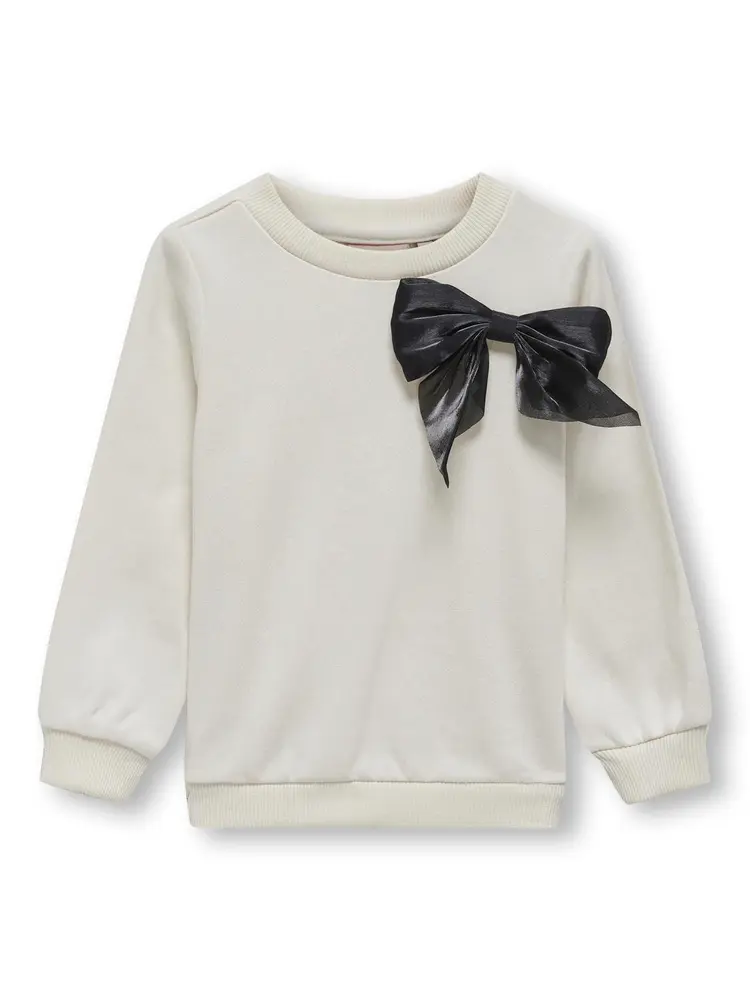 Bow långärmad tröja - Cloud Dancer - 110 | Barnkläder - Toppar - Blusar | BabyMode