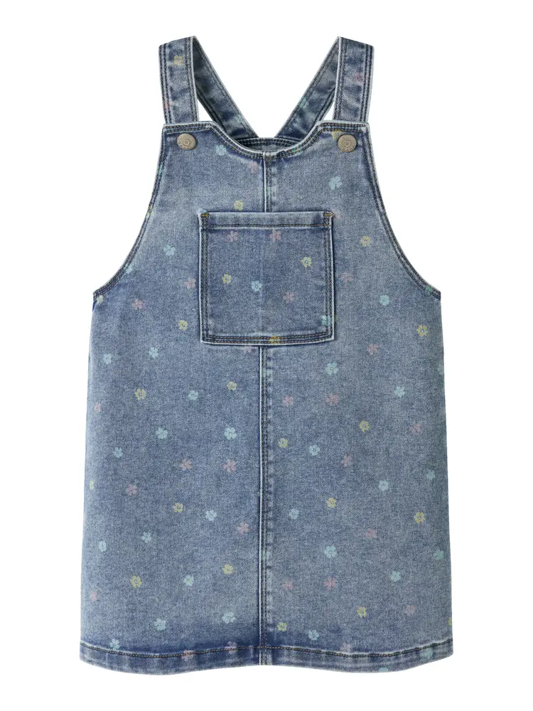 Rosa Jeansklänning - Medium Blue Denim Flower - 110 | Barnkläder - Toppar - Klänningar - Klänningar | BabyMode