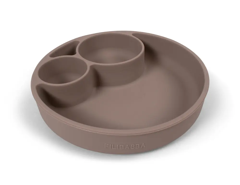 Indelad Tallrik Silikon - Warm Grey | Baby & Barn - Äta - Barnserviser | BabyMode