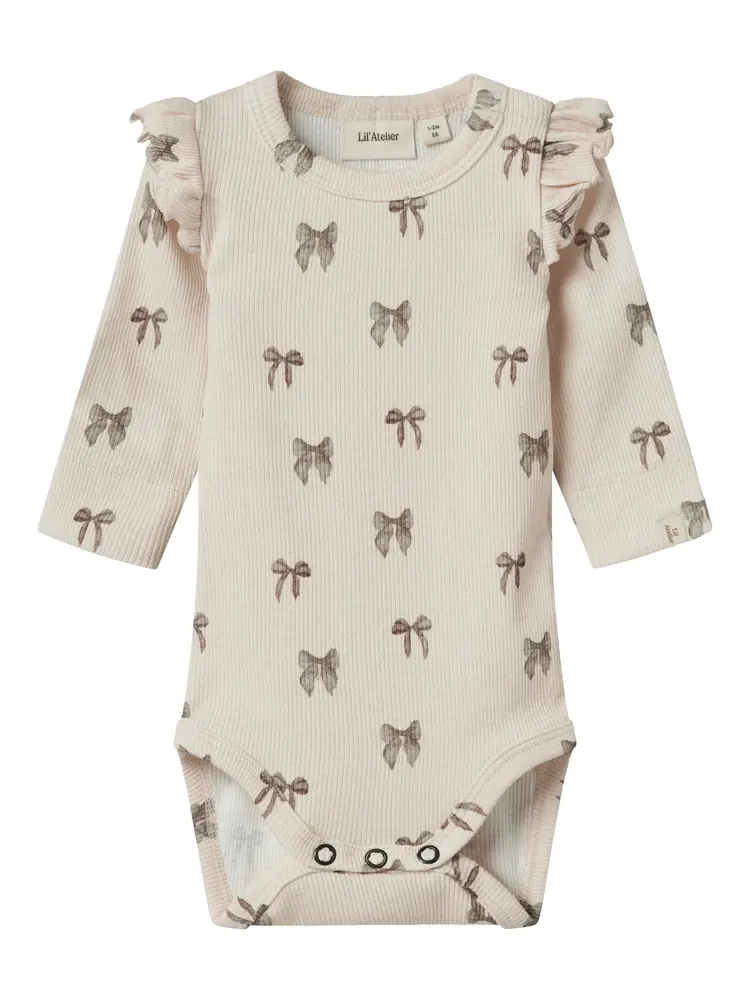 Lil Atelier Gavo Slim Långärmad Body - Silver Peo - 62 | Barnkläder - Bodys & overaller - Långärmad body | BabyMode