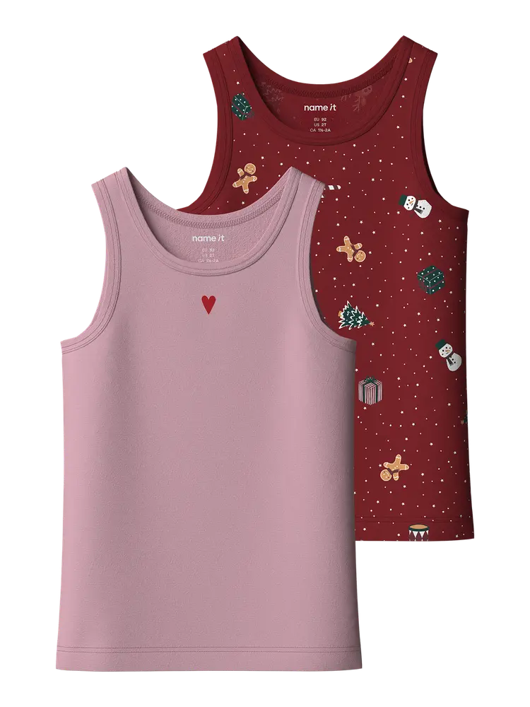 Name It Vismas Linne 2-Pack - Red Dahlia - 98