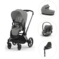 Cybex Priam Duovagn + Cloud T Plus + Bas T - Matt Black/Mirage Grey | Barnvagnar | BabyMode