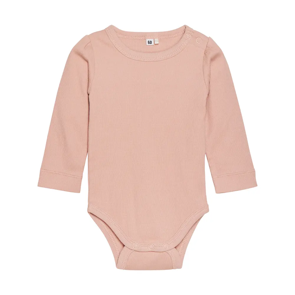 Långärmad Body Ribbad - Mahogany Rose - 70 | Barnkläder - Bodys & overaller - Långärmad body | BabyMode