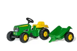 Rolly Kid Traktor John Deere Pedaltraktor med Trailer | Leksaker - Utomhuslek - Bilar, traktorer och skotrar | BabyMode