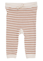 Let strikket leggings m. striber - CREAM