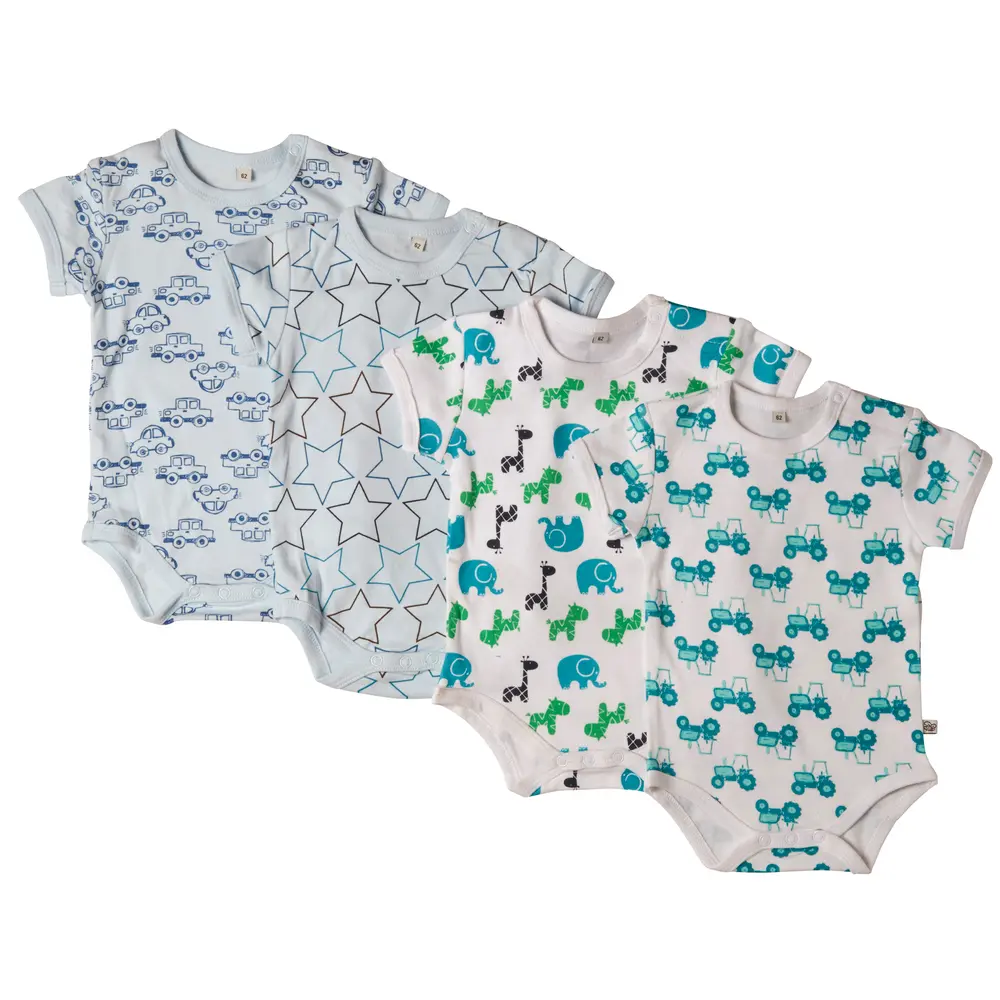 Kortärmad Body 4-pack - Light Blue/white - 74 | Barnkläder - Bodys & overaller - Kortärmad body | BabyMode
