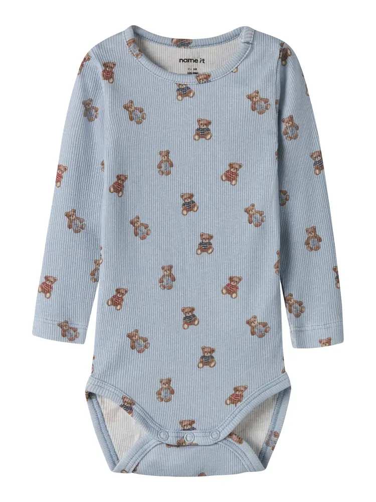 Denkab Långärmad Body - Blue Fog - 80 | Barnkläder - Bodys & overaller - Långärmad body | BabyMode